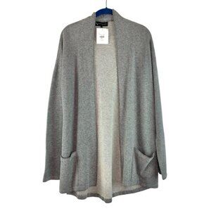 NWT Incalpaca TPX Grey Open Front Cardigan Sweater